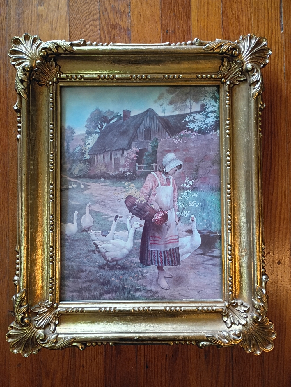 Vtg Home Interiors "A Morning Greeting" Ornate Syroco Molded Frame 22.5"x 18"